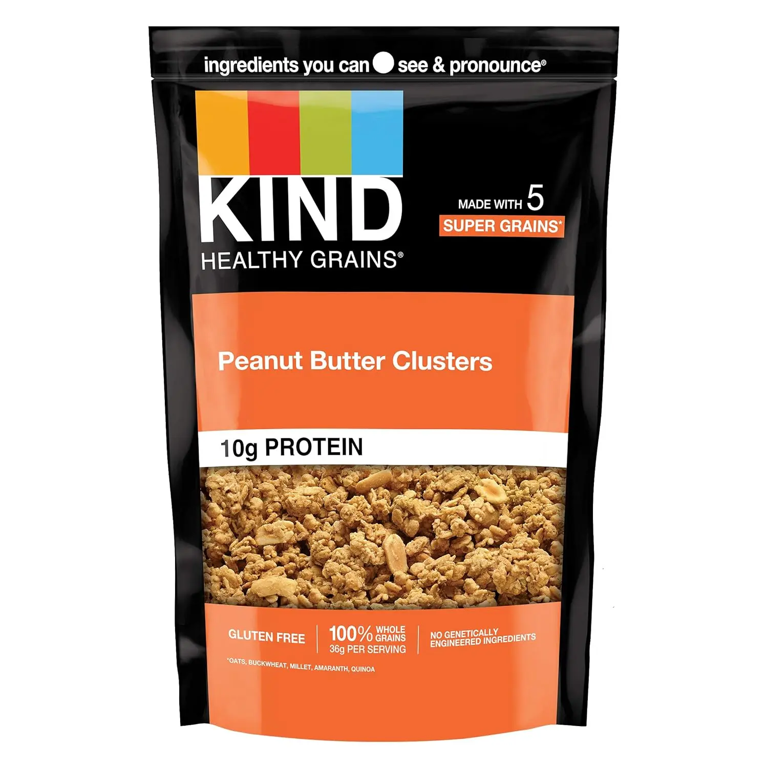 KIND HEALTHY GRAINS Granola, Healthy Snack, Peanut Butter Clusters Protein, 10g Protein, 11 OZ, 1 Count