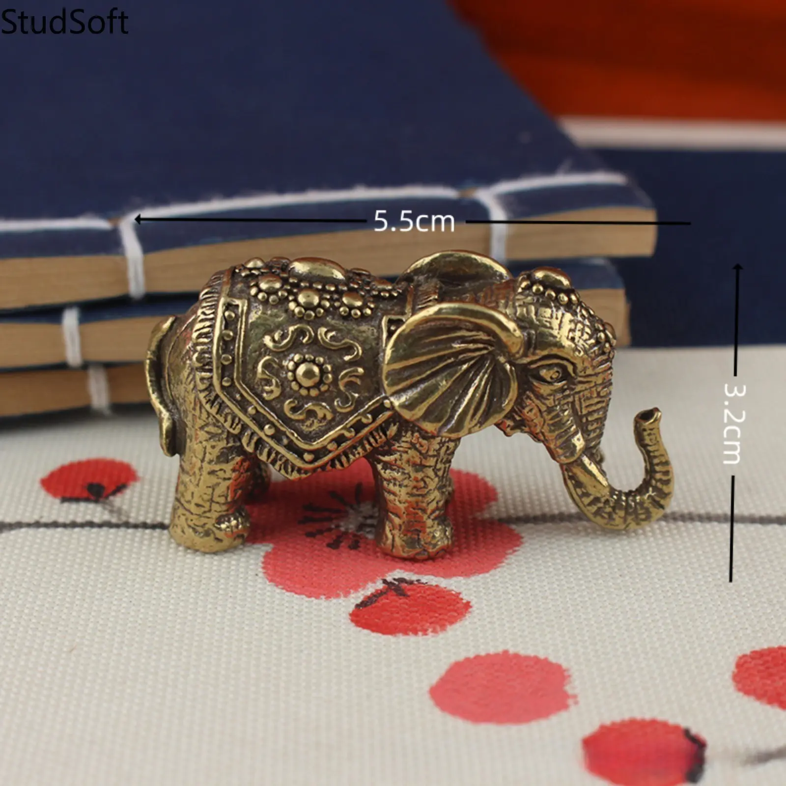 Brass Lucky Elephant Figurine - Chinese-Style Engraved Feng Shui Table Ornament, Animal Collectible for Home Desktop Decor, Wealth & Good Fortune, Animals, Collectibles, Decorative, Desktop Ornament, Engraved Elephant, Figurines, Statues & Bobbleheads
