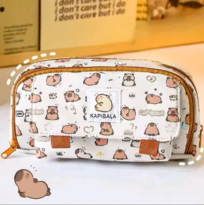 Capybara Pen Case Pouch | Cute Zipper Pencil Bag | Kawaii Large Capacity Stationery Organizer  | Japanese Cartoon Character Gift