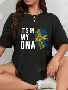 100% Cotton Unisex It's in my DNA Sweden Flag Swedish Gift T-Shirt Casual Graphic Printed Vintage Tshirt