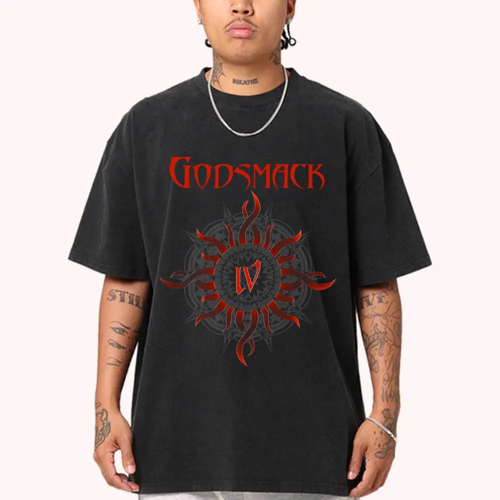 Godsmack Vintage Heavy Music Graphic Tee With Retro Biker Fashion Aesthetic HY2031