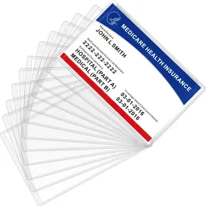 MaxGear Card Holder, 12 Mil Clear PVC Water-Resistant Medicare Protector Sleeves, Trim-to-Fit Flexible Wallet Inserts for Social Security & Credit Cards, 12 Pack