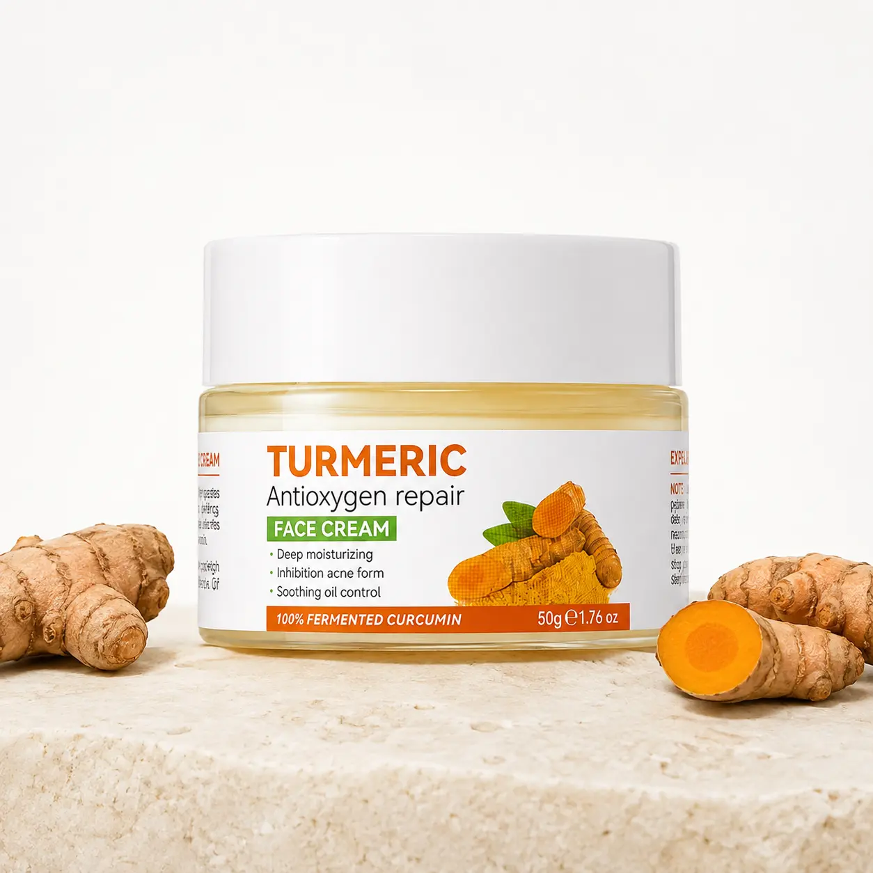 Turmeric & Glycerin Facial Moisturizer - 1.76oz Daily Use Hydrating Cream for All Skin Types, Lightweight Formula for Soft, Smooth-Looking Skin