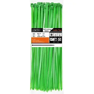 Green Garden Zip Ties 8 Inch 3.6MM 100 Pack Self Locking Nylon  Ties Plastic Wire Ties