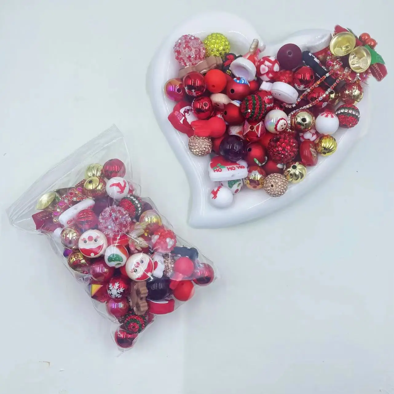 200ml Christmas Colour mix beads accessories set with various shapes available DIY handicraft items suitable for bracelets, keychains, gift accessorie