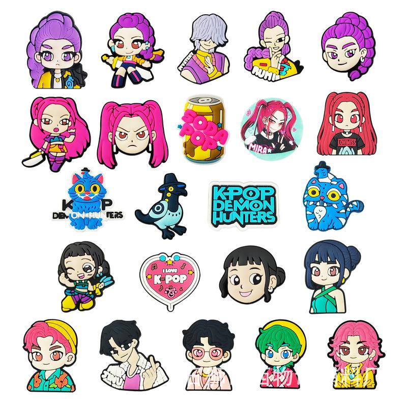 KPop De-mon Hunter Girl Group Clog Shoe Charms, Cute PVC Plug Charms for Crocs, 16pcs / 20pcs Set