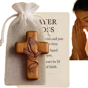 Portable Handheld Prayer Cross Gift, Silent Faith Embrace, Mini Wooden Cross Craft, Mini Statue, Jewelry, Compact Religious Item