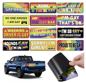 12PCS Rainbow Pride Magnetic Bumper Stickers, Funny LGBT Car Magnets, Waterproof Reusable Prank Decor, Joke Decals for Truck, Vehicle, Fridge, Gay Pride Decor Eye Catching Rainbow Design ,Deals For You Days  Car Essentials