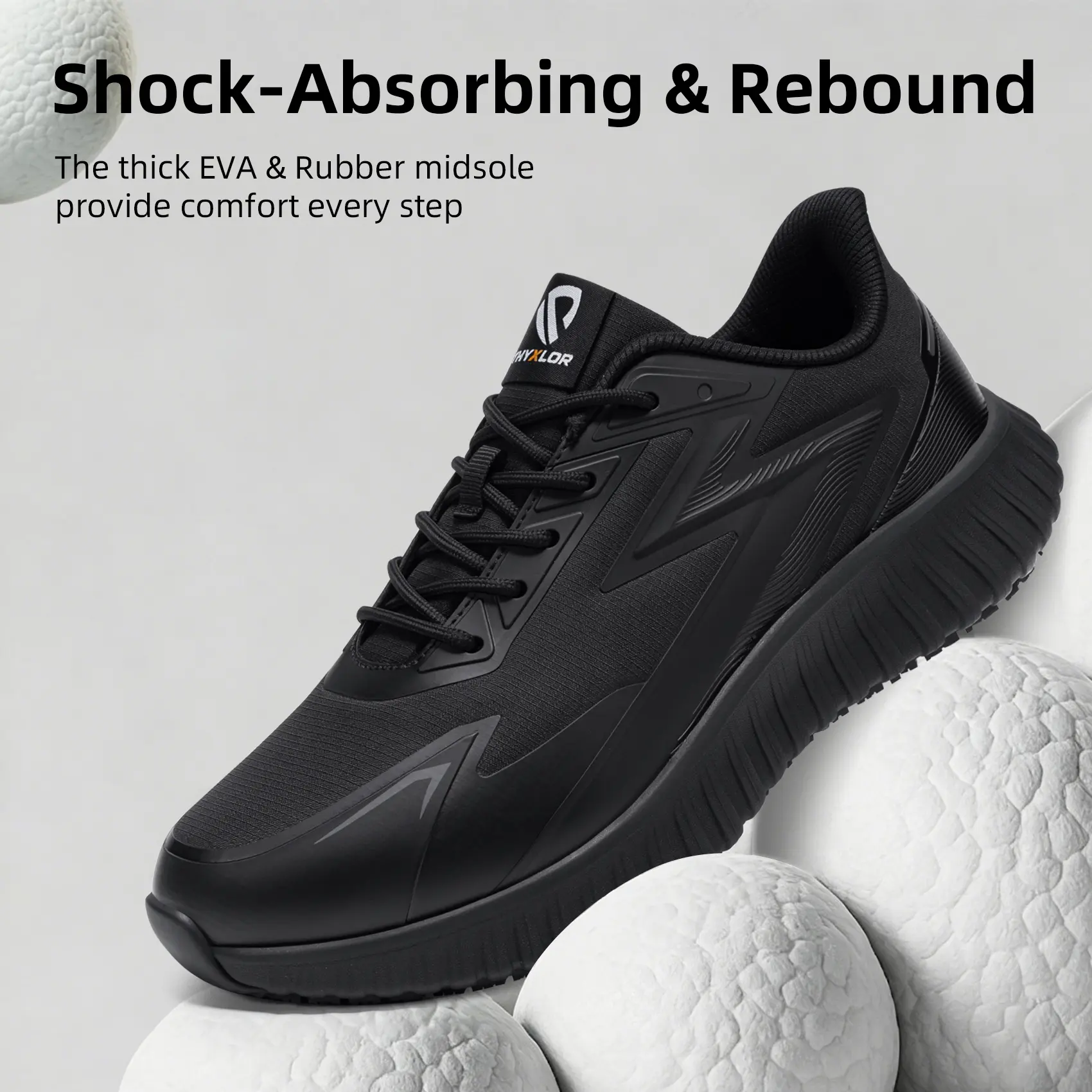 Men's Chef & Worker Non-Slip Work Shoes - Waterproof, Shock-Absorbing EVA & Rubber Sole Work & Safety Footwear, Lightweight Closed-Toe Black Comfort Footwear