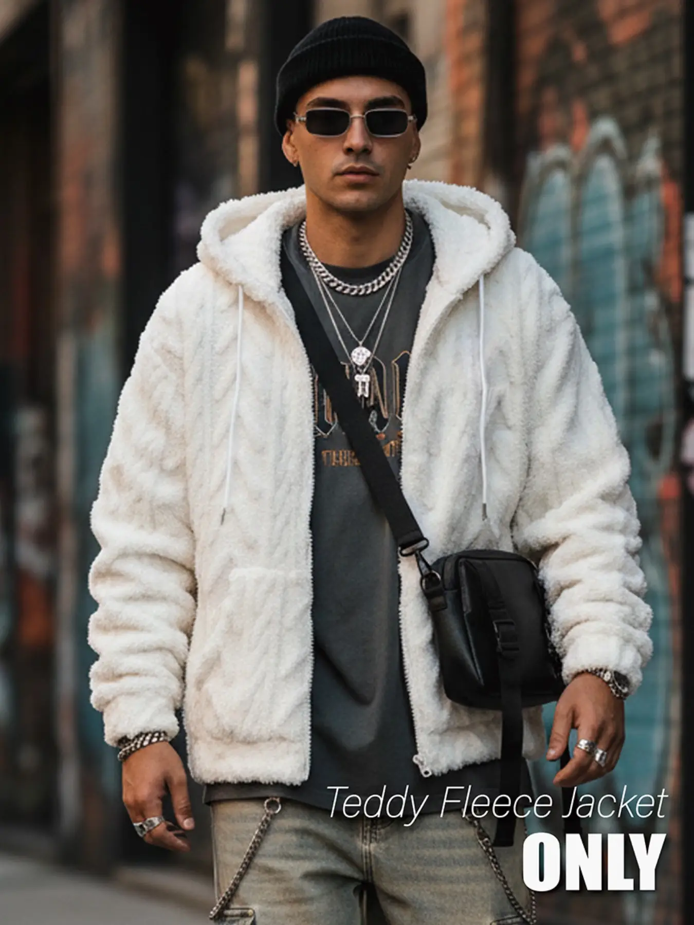 Men's Solid Drop Shoulder Drawstring Zip Up Hooded Jacket, Casual Regular Fit Warm Pocket Long Sleeve Outerwear for Fall & Winter, Men's Clothes for D