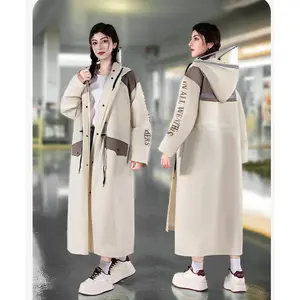 Portable Raincoat Long Full-Body Rainstorm Unisex Raincoat/Waist-Cinching One-Piece Hooded with Pocket Raincoat Single Electric Car Poncho Raincoat