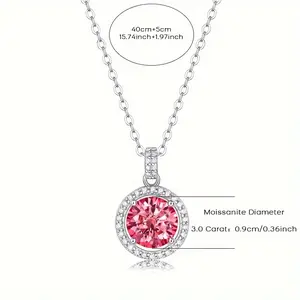 1pc Moissanite Pendant Necklace for MEN Women, 925 Sterling 925 Silver 1/3CT Moissanite Necklace Gift for Boyfriend Grilfrend Husband Wife Anniversary Romantic Gift for Her, Birthday Gifts for Mom Daughter Women initialnecklace cross necklace jewelry