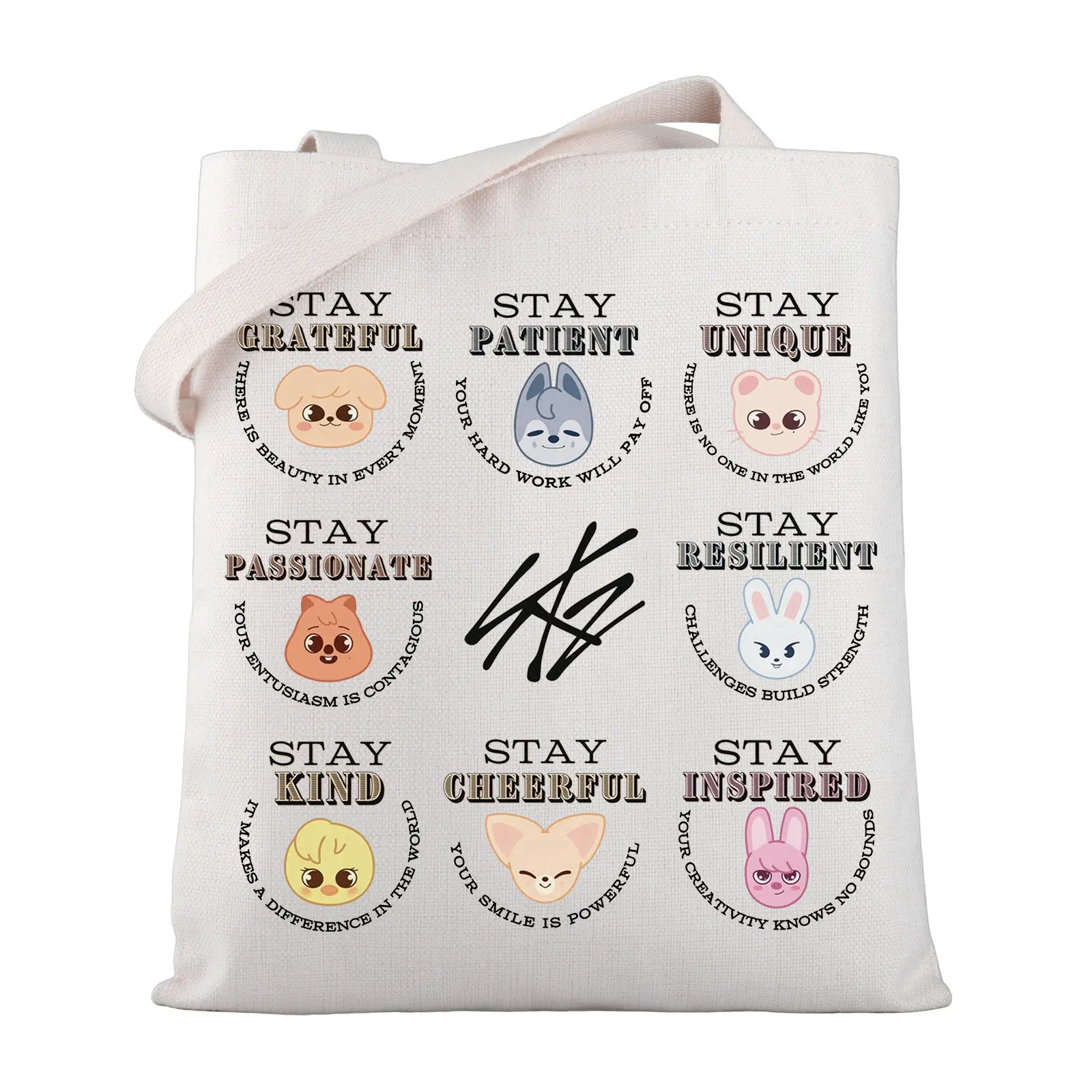 Stay Fandom Tote Bag K-POP Boy Group Gift Idol Fans Shopping Bag Group Character Reusable Bag K-POP Fans Gift K-POP Music Lover Merch