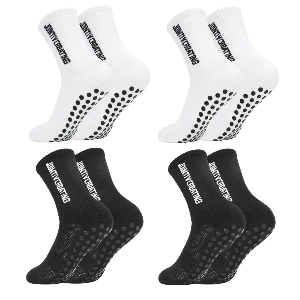 Non-Slip Athletic Grip Crew Socks Multi-Pack, High-Traction Soccer Football Socks with Silicone Grippers, Breathable Training Socks for Men & Women unisex wear