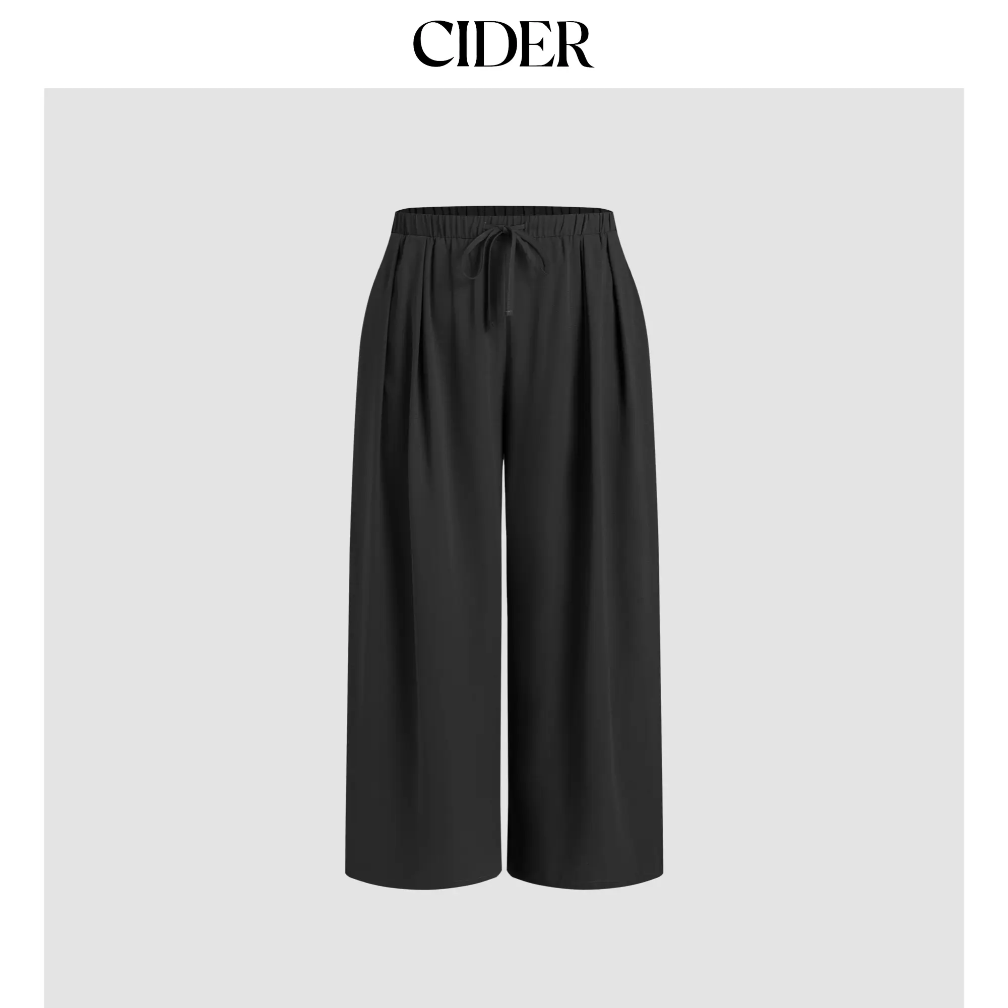 Cider Women's Curve & Plus Chic Curve Pants, Solid Woven Wide Leg Casual Slacks with Elastic Waist, Sizes 1XL - 16/18, 2XL - 20/22, 3XL - 24, Oversized, Curves Done Right