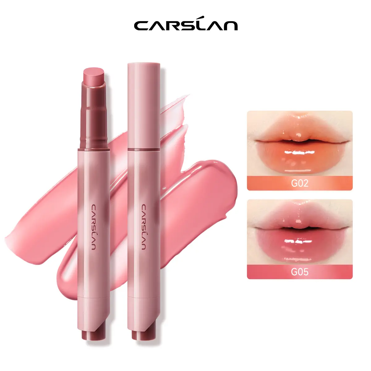 CARSLAN Shine Lipstick Pen Radiance Sheer Juicy Lip Plump 12H Longlasting Hydrating Volumizing with Nourishing Hyaluronic Acid & Borago Officinalis Oil Soften Dry Lips  Watery Glowy Lips Looks
