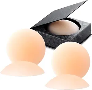 VOCH GALA Nipple Covers 2 Pairs-Seamless and Sheer Adhesive Silicone Nipple Pasties for Women Reusable, Sticky Breast Petals