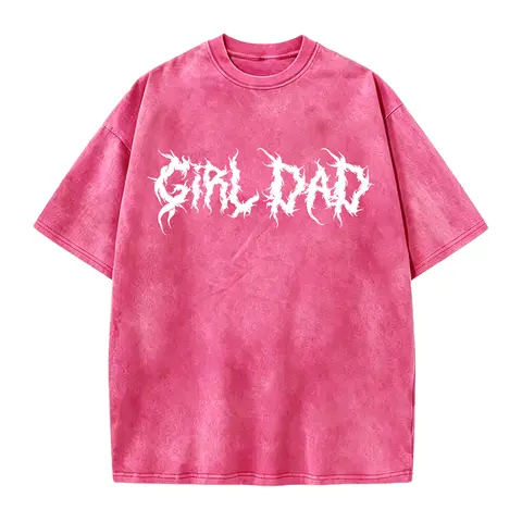 Men's Heavy Metal Girl Dad Round Neck T-Shirt - Menswear, Smooth Soft Cotton Fabric, Casual Seamless Digital Print Graphics, Foldable Father's Day Gift for Dads of Girls
