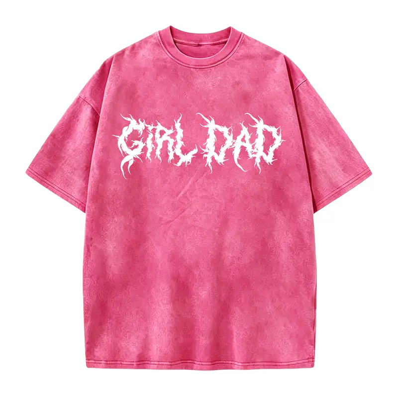Men's Heavy Metal Girl Dad Round Neck T-Shirt - Menswear, Smooth Soft Cotton Fabric, Casual Seamless Digital Print Graphics, Foldable Father's Day Gift for Dads of Girls