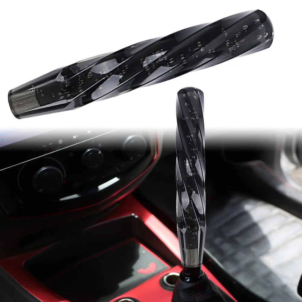 VIP 300mm Transparent Manual Black Diamond Crystal Bubble Shift Knob Universal