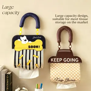 Cute Cartoon Hanging Tissue Holder: Waterproof Wall-Mounted Face Towel, Toilet Paper Roll, Tissue Box, and Toilet Tissue Bag Holder