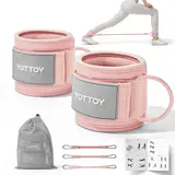 YOTTOY Women's Foam Padded Adjustable Ankle Straps with 3 Latex Resistance Bands (10-60 lbs) - Cable Machine Attachment, Workout Sets Women, 1 Quick-Start Exercise Guide, 1 Carry Pouch, At Home Gym Equipment, Leg & Glute Training Gear,outdoorfun