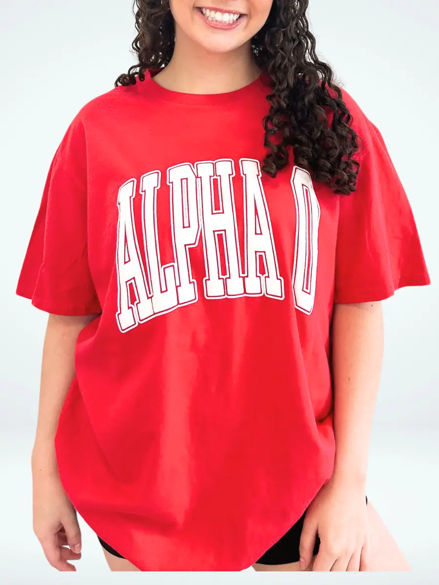 Alpha Omicron Pi Varsity Puff Sorority Tee