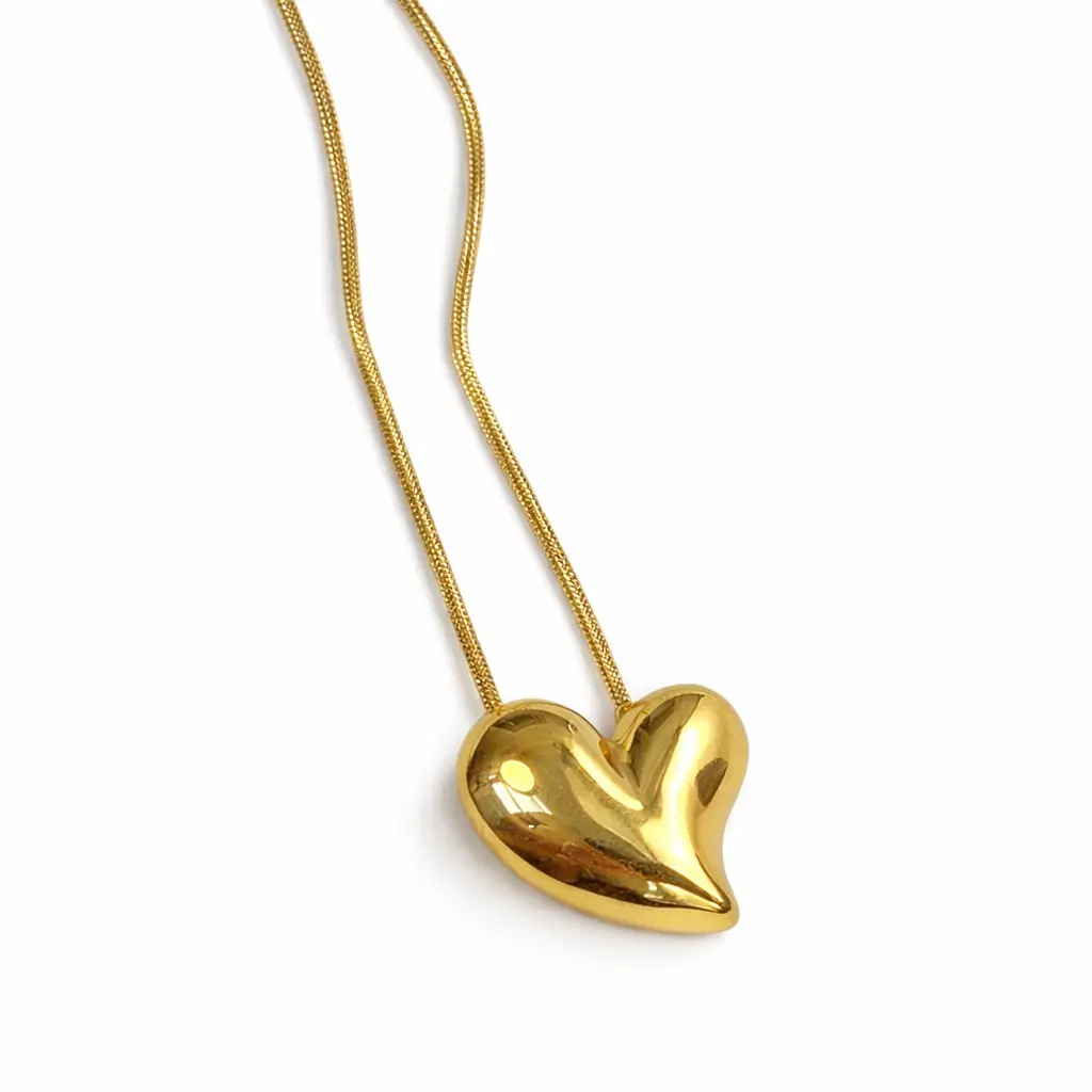 D´Sire Puffy Heart Necklace – 18K Gold PVD Stainless Steel