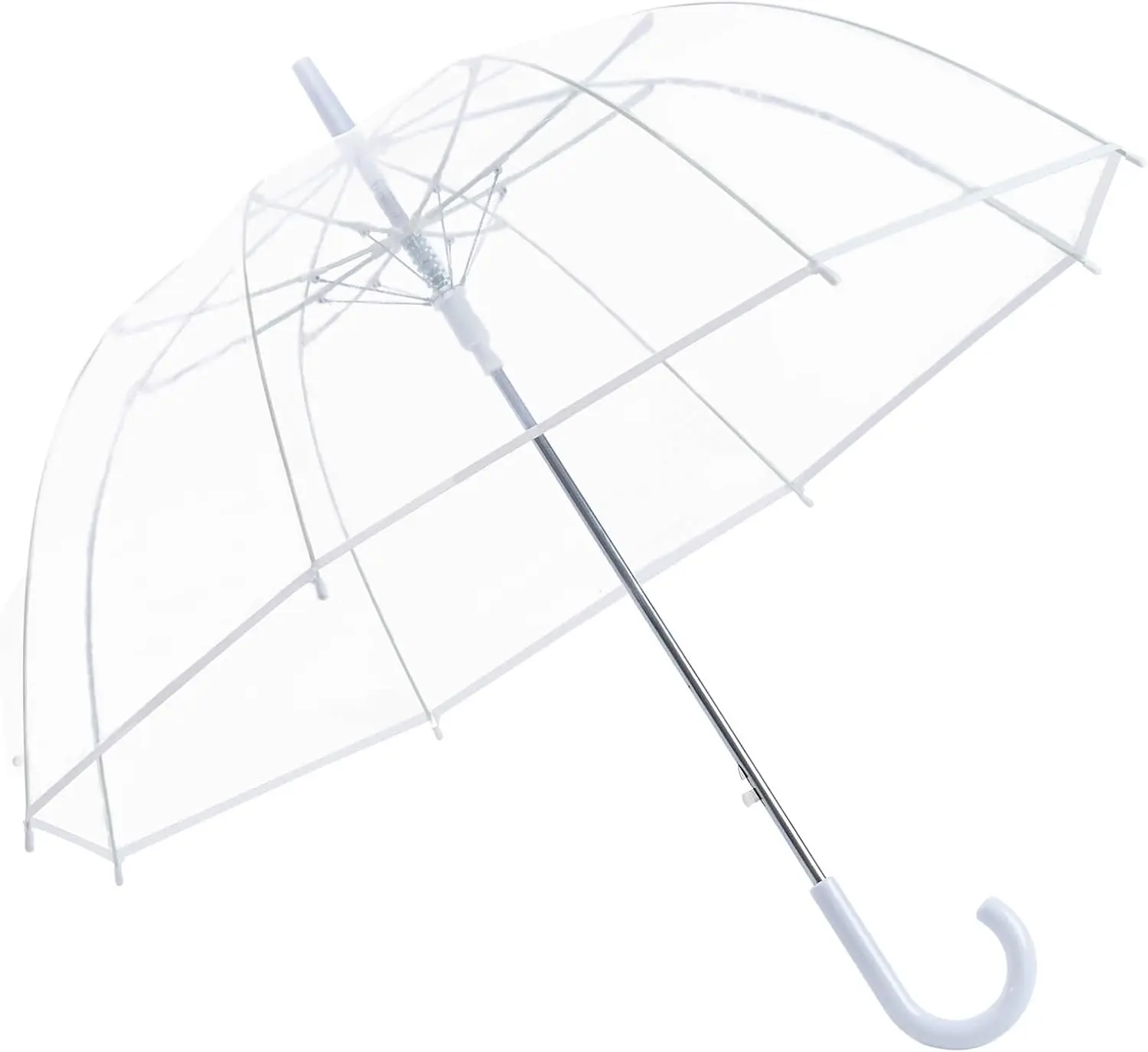 Clear Bubble Umbrella Wedding Bulk 13 pack Fiberglass Frame Transparent Large Stick Umbrella Bulk for Rain Windproof, Auto Open J Hook