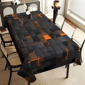 JIT 1pc 2D flat retro brown and black checkered pattern rectangular tablecloth, for kitchen, living room, and dining table, kitchen accessory, party, room & outdoor decorative tablecloth, a tablecloth gift for friends