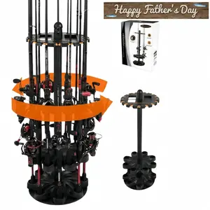 V16 Fishing Rod Rack With Rotating Base AND KastKing White Patented V15 Vertical Fishing Rod Holde- Fishing Pole Rack Holds Up to 15 Fishing Rods or Combos, Lightweight and Durable ABS Construction, Space-Saving Fishing Rod Holders  SummerVibes