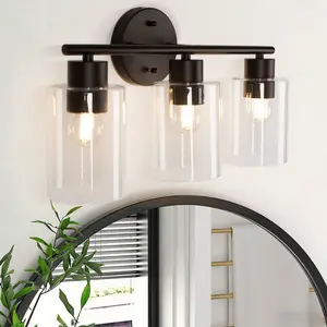 Bathroom Light Fixtures Black Modern Vanity Lights with Clear Glass Shade for Mirror Kitchen Living Room Hallway Cabinet Porch Decorative Wall Lamp Led Ambient Lighting