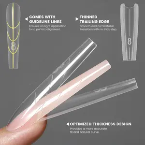 YOKEFELLOW Original Sandwich Nails Dual Forms 240Pcs 15 Sizes Long Coffin Nail Mold, Reusable & Durable for Quick DIY & Salon Nail Extensions, No Paper Forms Needed, Perfect Nail Art Tool TikTokShopBlackFriday