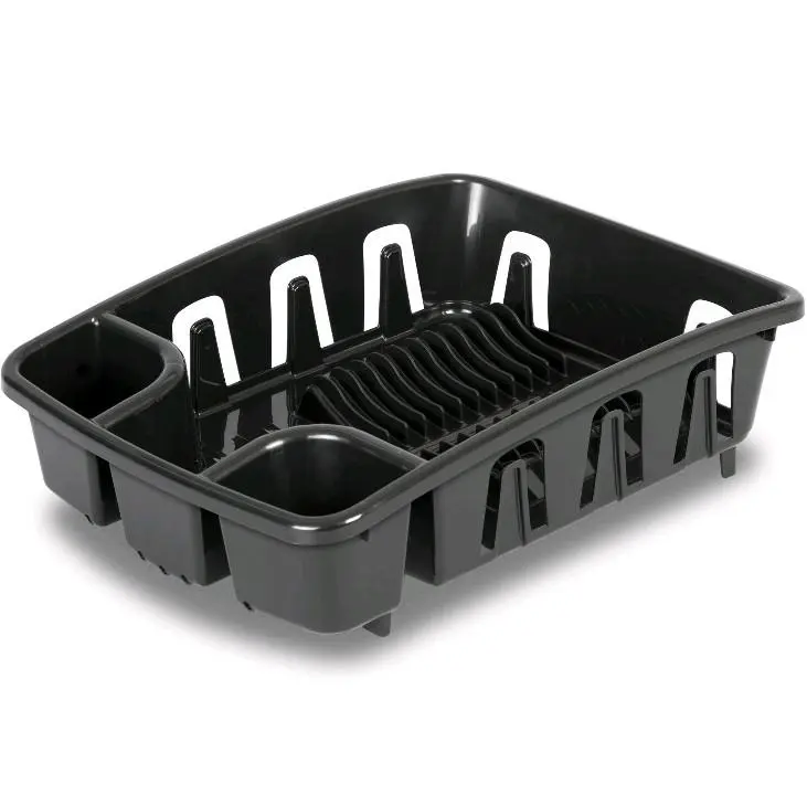 Black Dish Drying Rack - Dish Drainer with Self-Draining Base, Kitchenware Organizer, Home Organiser