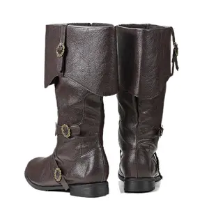 Zotixvox Men's Mid-Calf Medieval Retro Boots, Black PU Leather Viking Warrior Shoes with Zipper, Anti-Slip Rubber Sole, Closed Style for Renaissance Gothic Halloween Dance, All-Seasons Footwear, Decor,summervibes