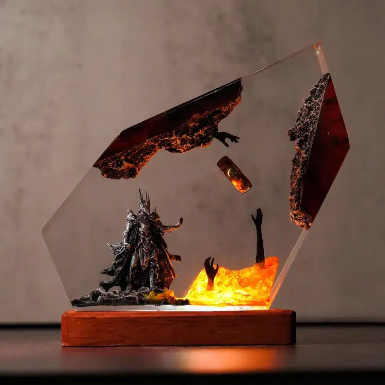 Dark Lord Sau.ron One Ring Diorama, Handcrafted Epic LO.TR Obsession Ornament, Aesthetic Room Desk Decor Art Christmas Gift for Him Figurine