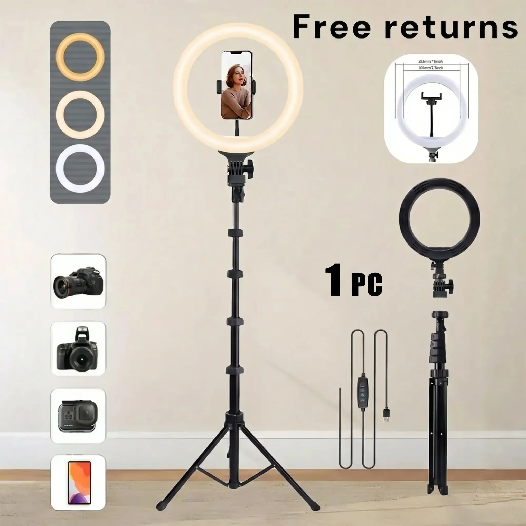 10" Video Light Kit, Ring Light with 64" Adjustable Tripod, Dimmable LED Fill Light for USB-Powered, Vlogging Kit Perfect for Makeup, TikTok, YouTube, Photography, Zoom Calls#SummerWins#Fathersdaygift