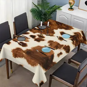 Western Vintage Cow Print Tablecloth Set, Fabric, Dining Table, Tea Table, TV Stand, Picnic Mat, Home and Party Use