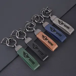 Zinc Alloy Leather Car Keychain Key Ring Interior Accessories for Bmw Mini Cooper R50 R53 R55 R56 R60 R61 F54 F55 F56 F60