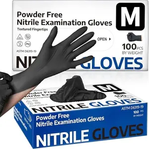 20/50/100pcs black vinyl gloves, latex free, disposable, suitable for hair dyeing, tattooing, mechanical maintenance and cleaning, multi-purpose hand protection, essential for kitchen (bagged), Durable Cleaning Gloves