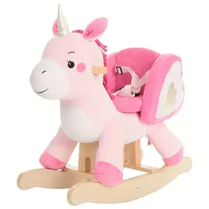 Baby rocking horse, unicorn ride-on toy, suitable for children aged 236.22inch and above (unisex), plush animal rocking chair, indoor and outdoor stuffed ride-on toy for toddlers, nursery children's birthday gift