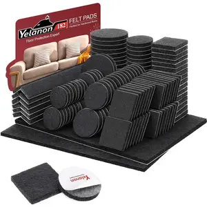 Felt Furniture Pads -182 Pcs Felt Pads for Chair Legs Furniture, Protectors for Floors, Black
