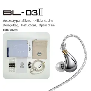 Blon Bl03 In-Ear Headphones, 10mm Carbon Diaphragm Dynamic Driver, Metal Case Bass HiFi Dj Monitoring, Detachable 2-Pin Cable