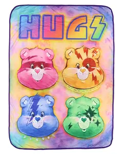 Care Bears Blanket Hugs Funshine Grumpy Good Luck Cheer Band Tie Dye Throw 45"X60"