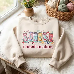Embroidered Alani Drink Sweatshirt, Summer Beach Vibes Crewneck