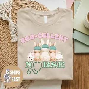 Women's Nurse Easter Themed T-Shirt, Breathable Cotton