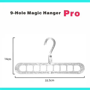 Clear Foldable 9-Hole Magic Hangers (3/5 Pack) – Space Saver Closet Organizer for Clothes, Transparent Design for Neat Storage