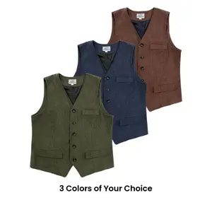 Men’s Classic British-Inspired Corduroy Vest – Sleeveless, Solid Black with Pocket Detailing, Single-Breasted, Suitable for Casual Wear