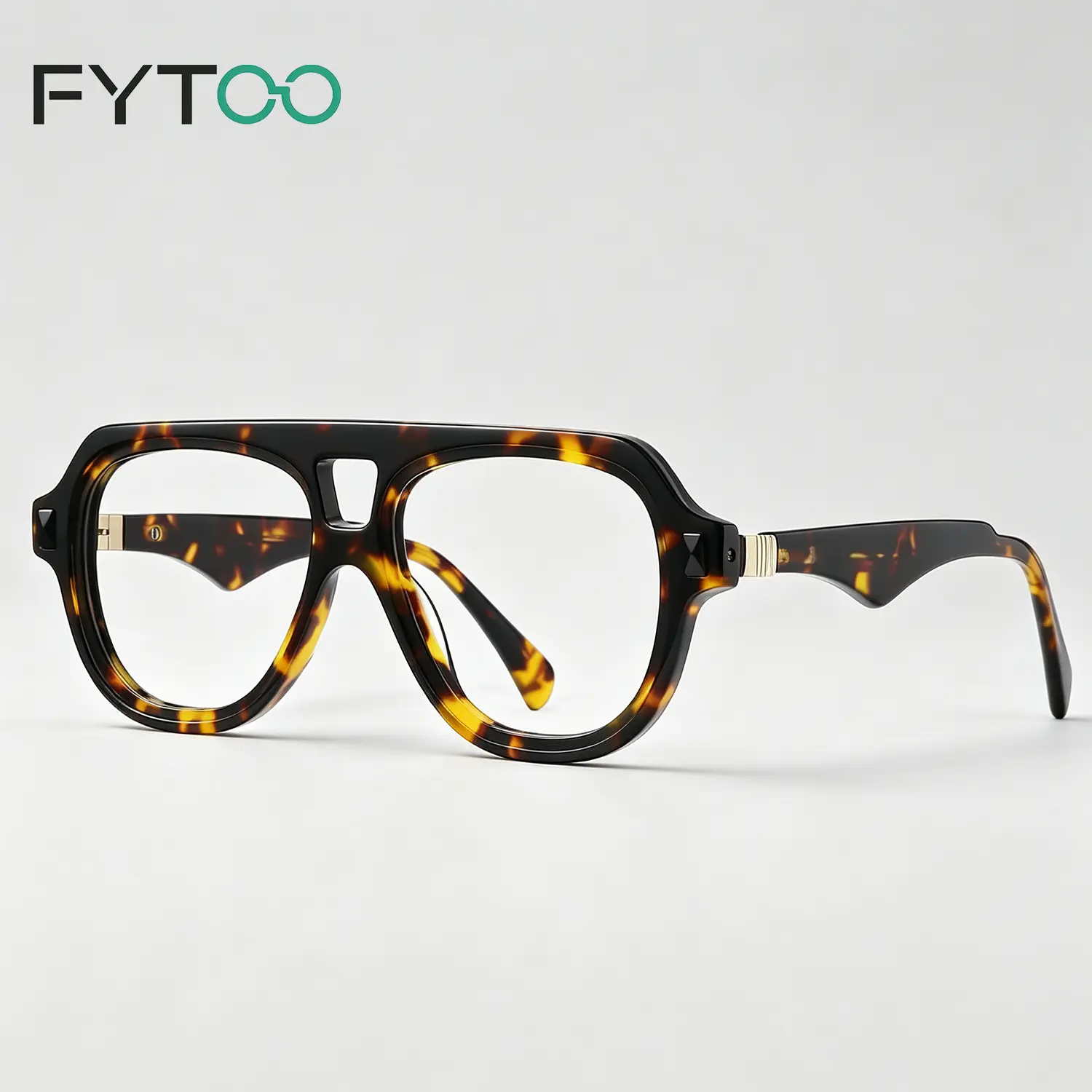 FYTOO Handmade Solid Acetate Double Bridge Pilot Eyeglasses Frame Unisex Y2K Vintage Multi Color Optical Frames for Men Women Street Daily Matching 828355