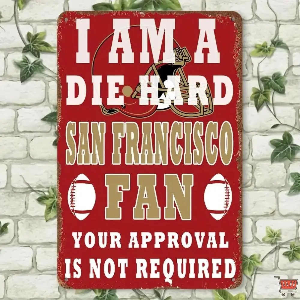 Room Decor San Francisco Football Fan 8 "x12" Metal Sign - Durable, Easy-to-Hang Wall Art for Men'S Caves, Bars, Garages, and Bathroom Decorations